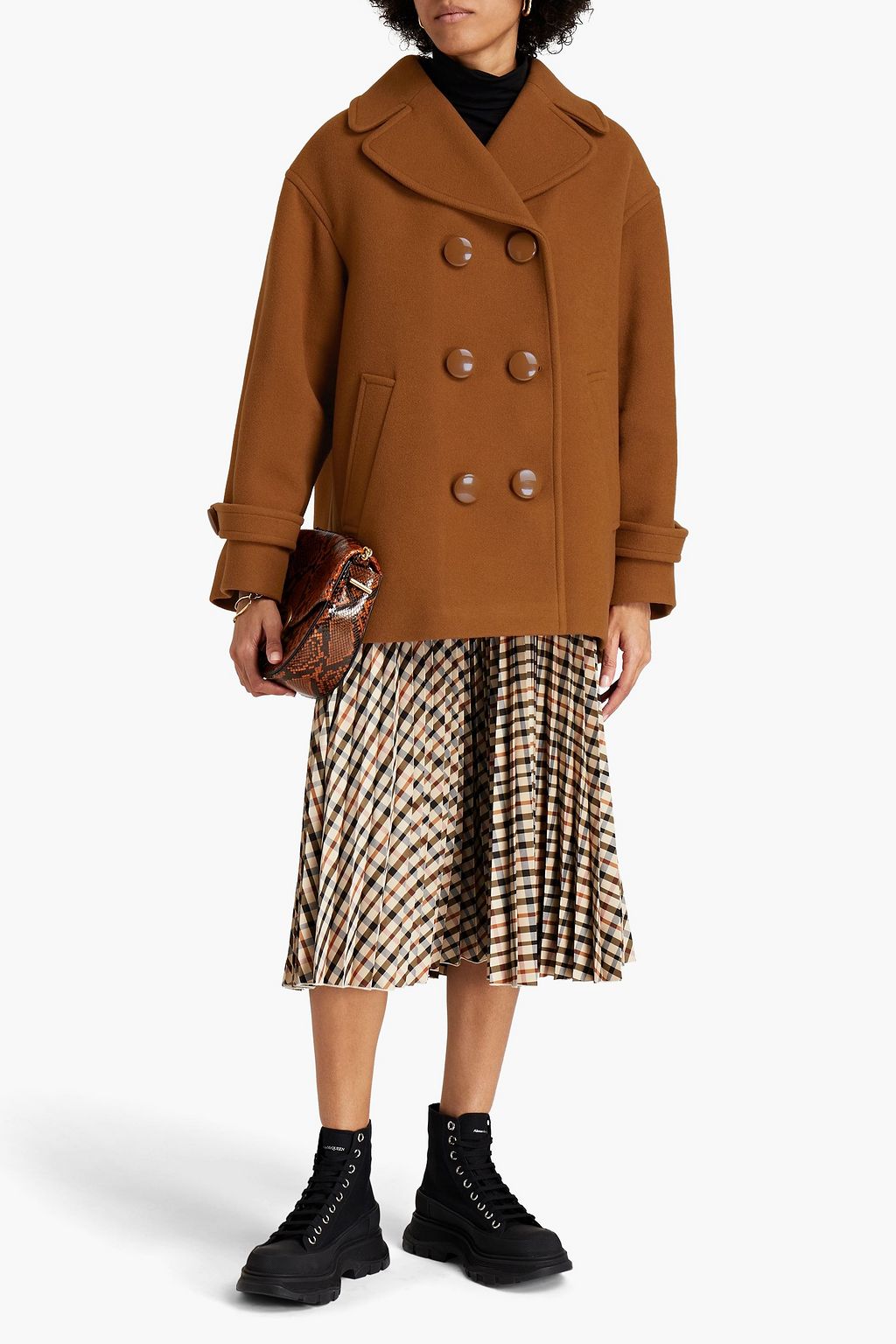 SEE BY CHLOÉ Double-breasted mélange wool-blend felt coat