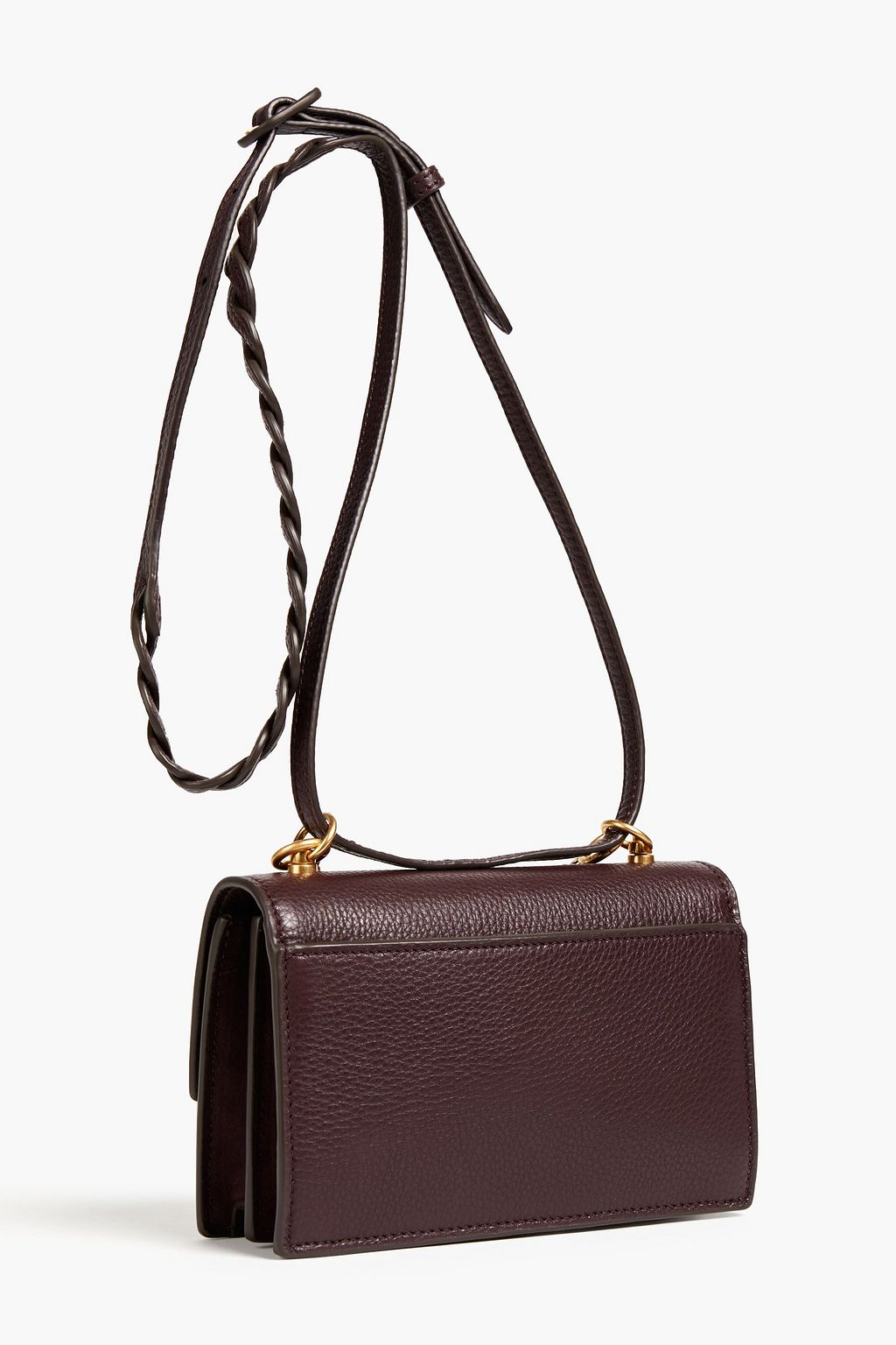 TORY BURCH Chain-trimmed pebbled-leather shoulder bag