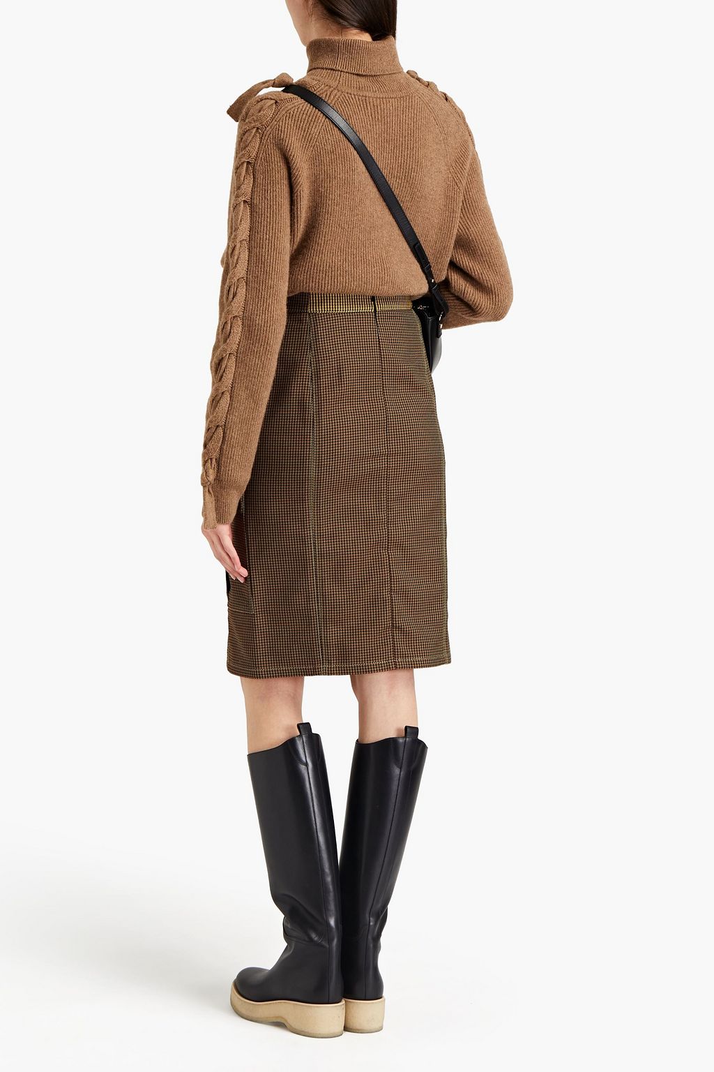 CHLOÉ Houndstooth cotton-blend skirt