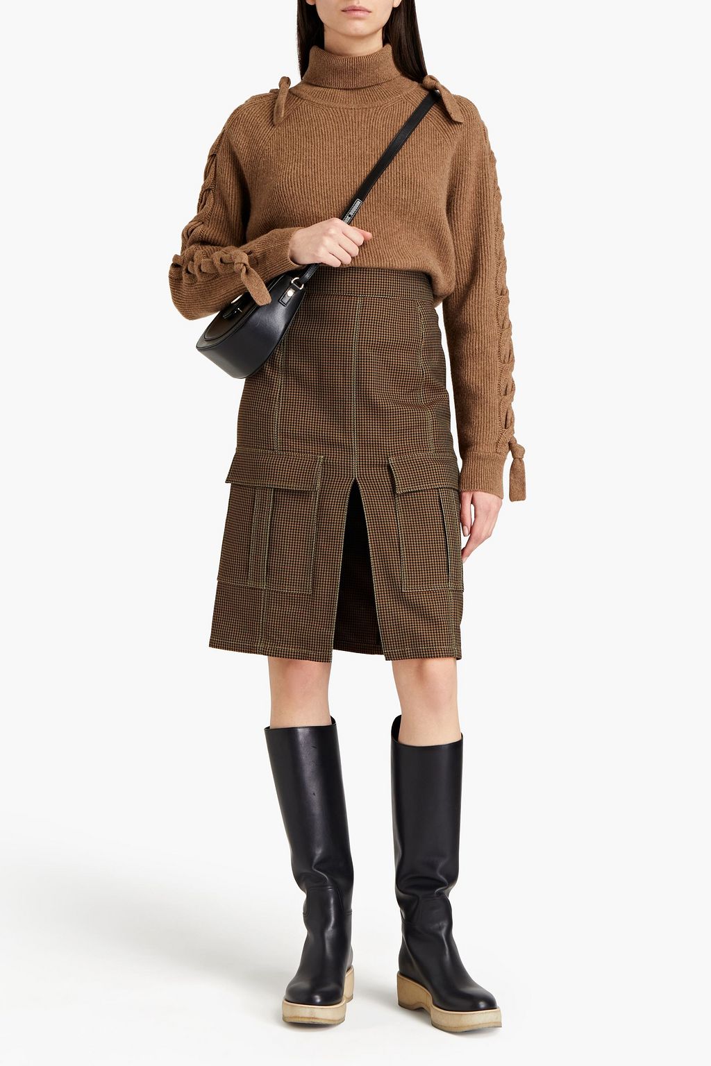 CHLOÉ Houndstooth cotton-blend skirt