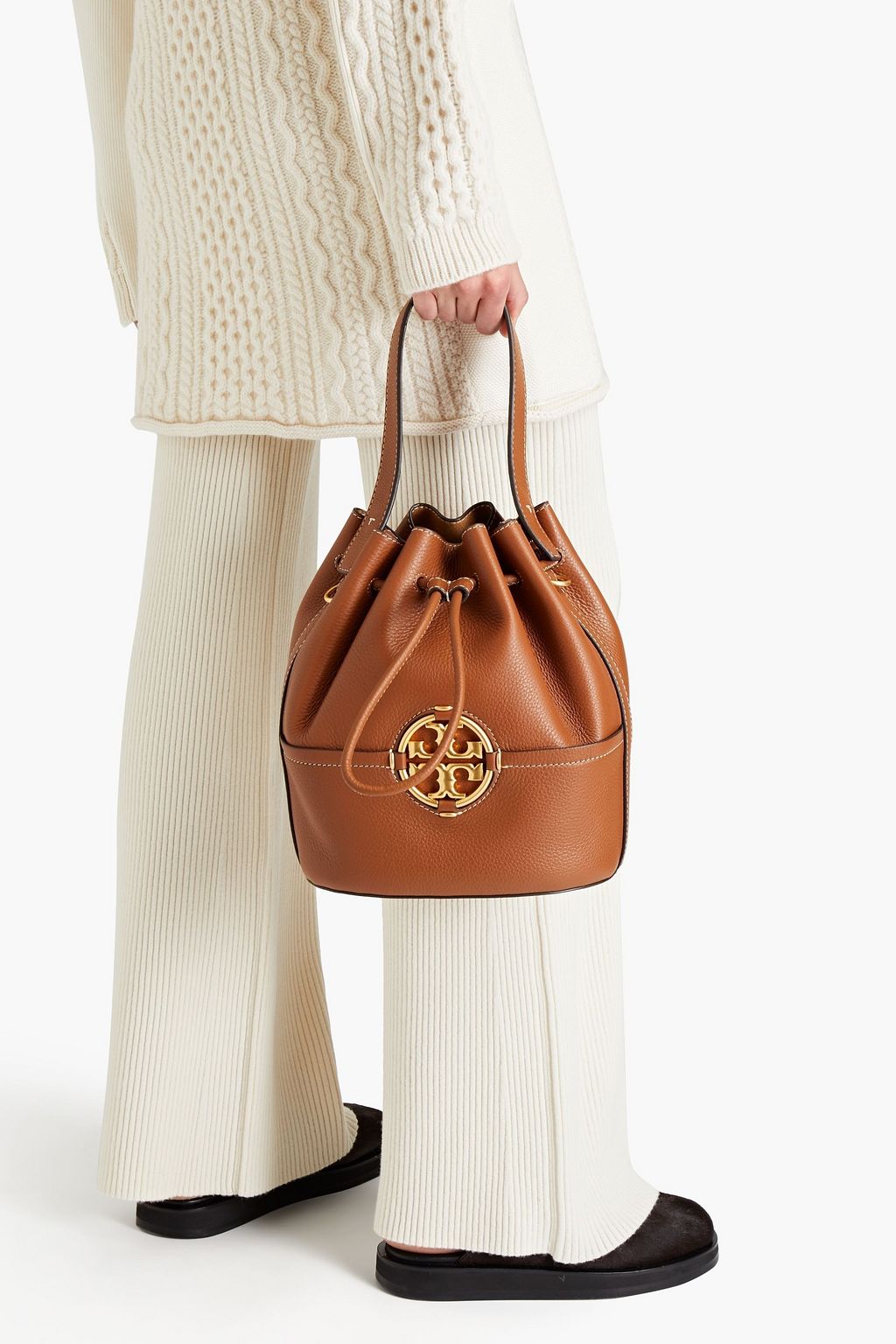 TORY BURCH Textured-leather bucket bag