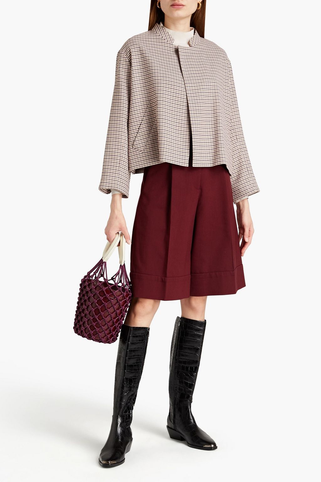 SEE BY CHLOÉ Cropped houndstooth woven jacket