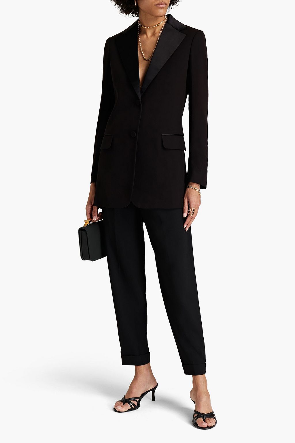 CHLOÉ Satin-trimmed crepe blazer