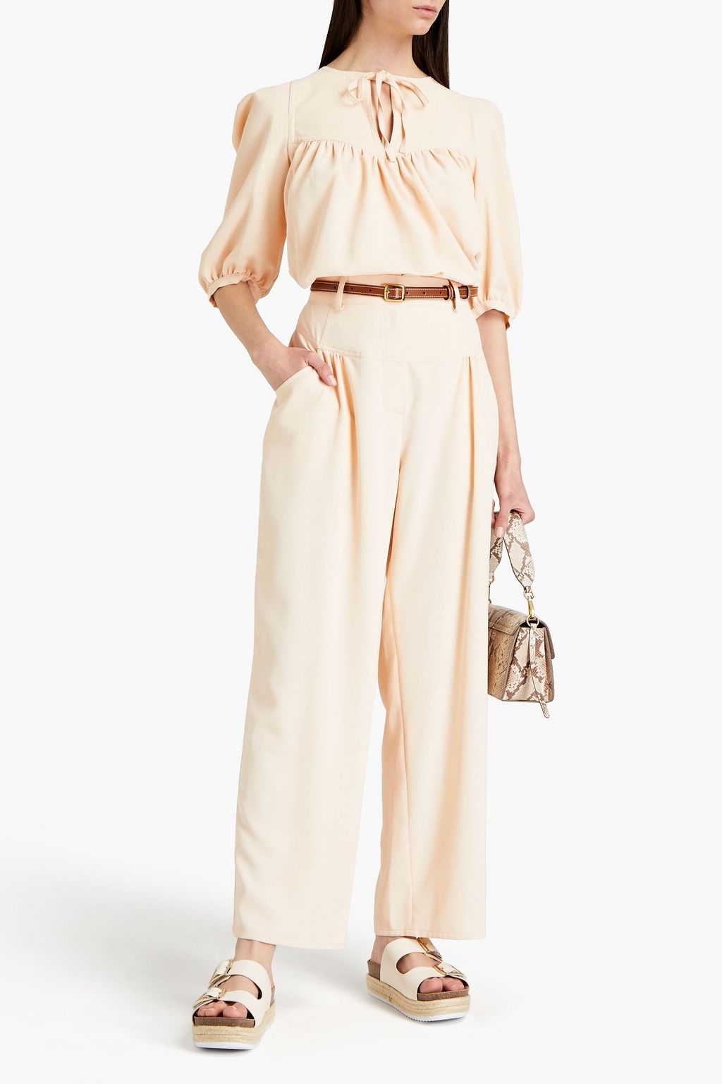 SEE BY CHLOÉ Gathered crepe wide-leg pants