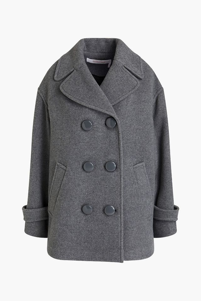 Double-breasted mélange wool-blend felt coat