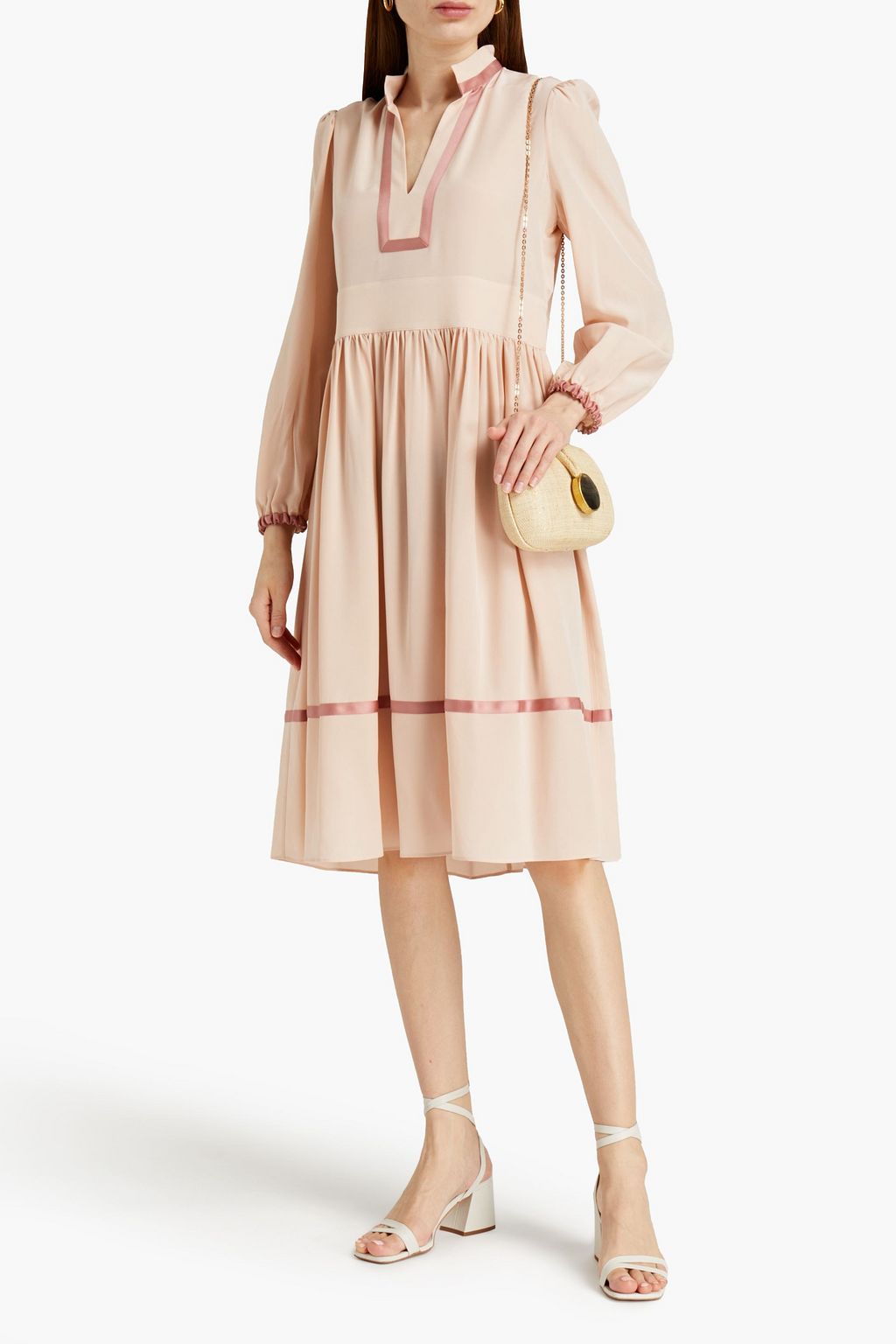 SEE BY CHLOÉ Gathered silk crepe de chine midi dress