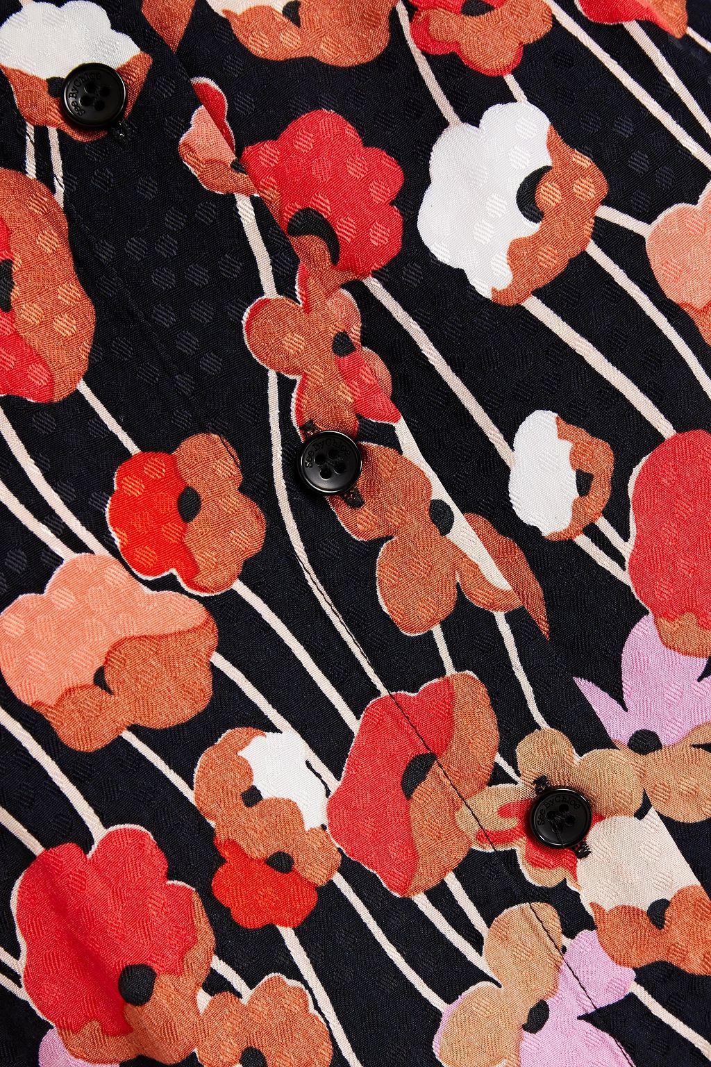 SEE BY CHLOÉ Gathered floral-print satin-jacquard shirt