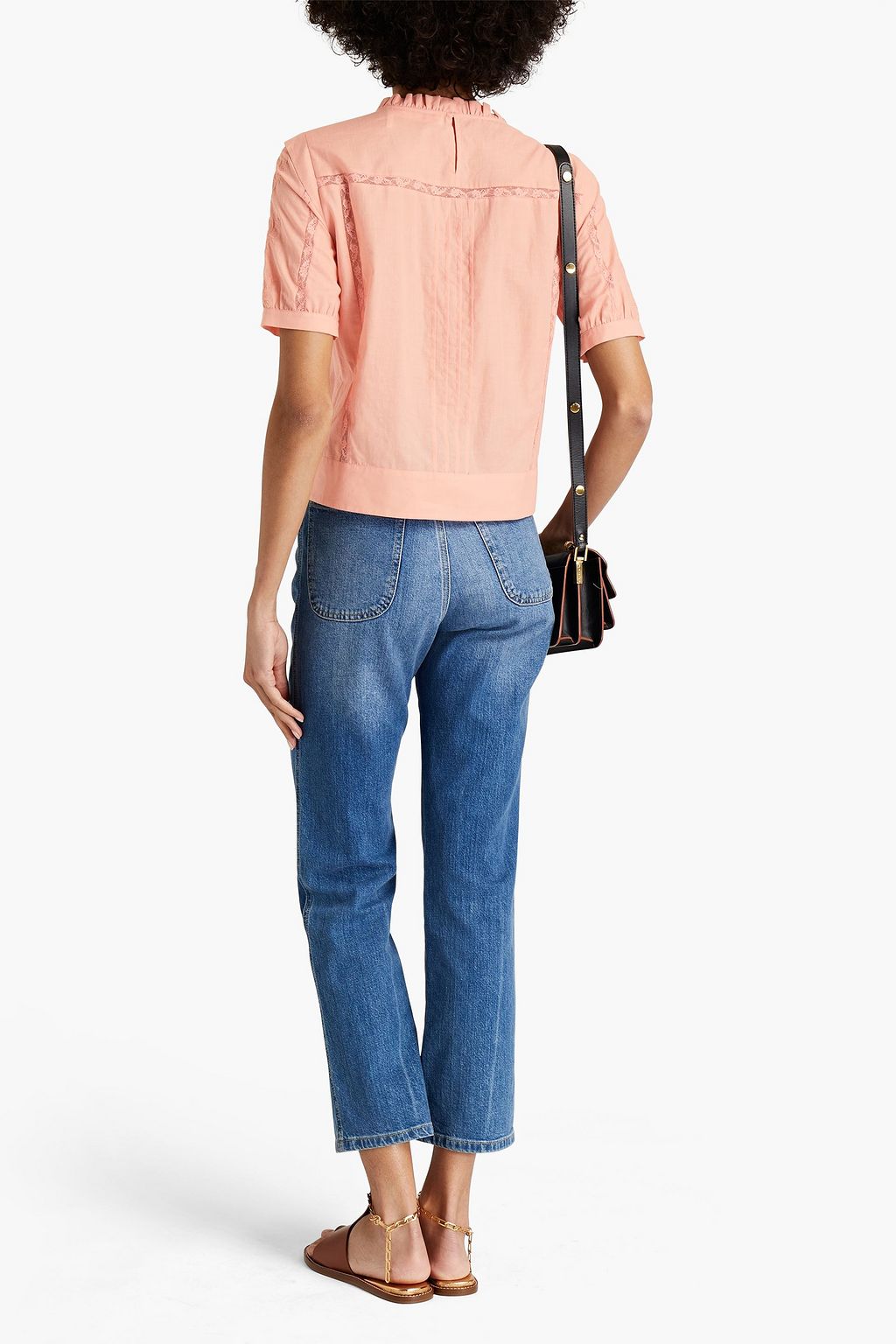 SEE BY CHLOÉ Pintucked lace-trimmed cotton-voile top