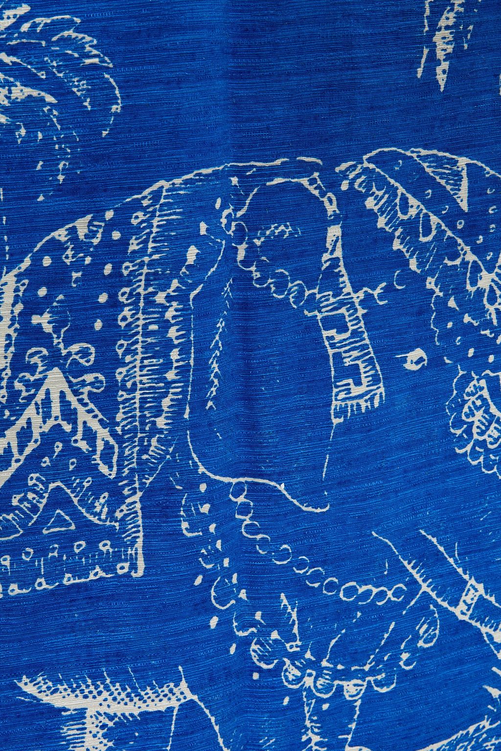 TORY BURCH Embellished printed silk and linen-blend scarf