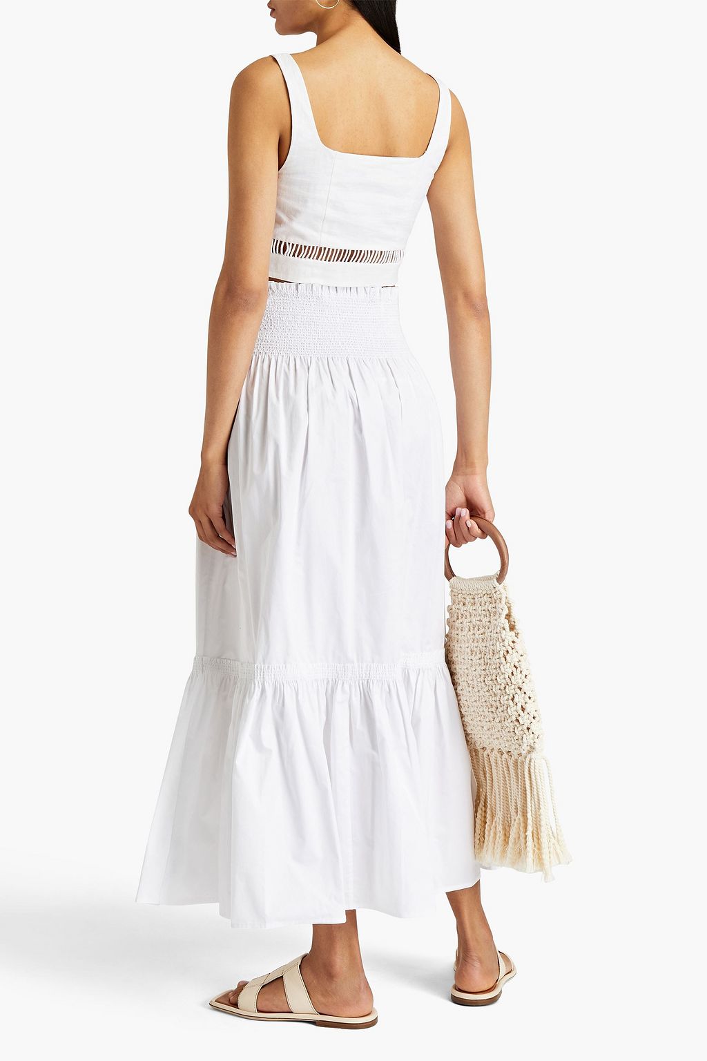 TORY BURCH Convertible cotton-poplin midi skirt
