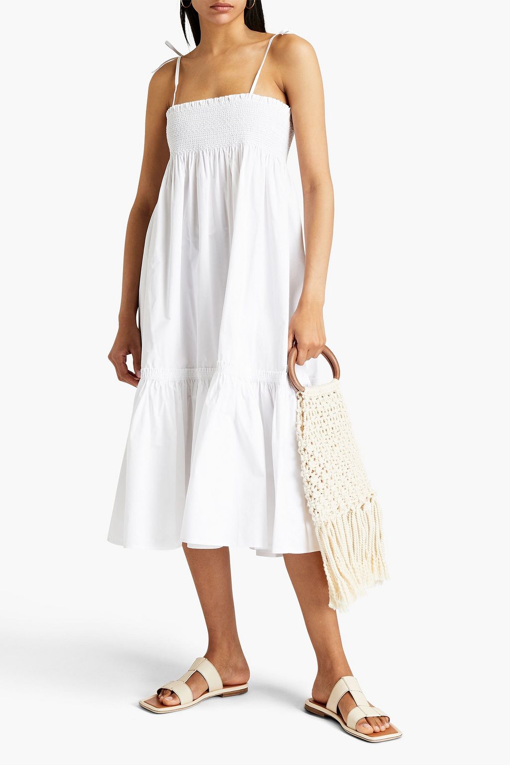 TORY BURCH Convertible cotton-poplin midi skirt