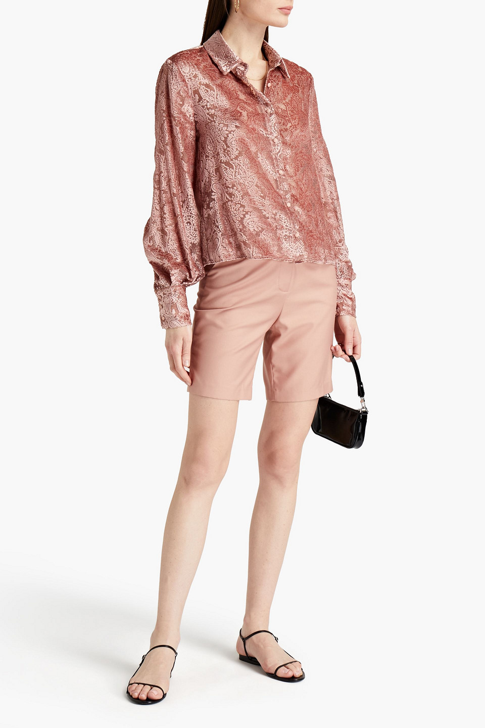 Alexis Kylie Burnout-effect Velvet Blouse In Pink