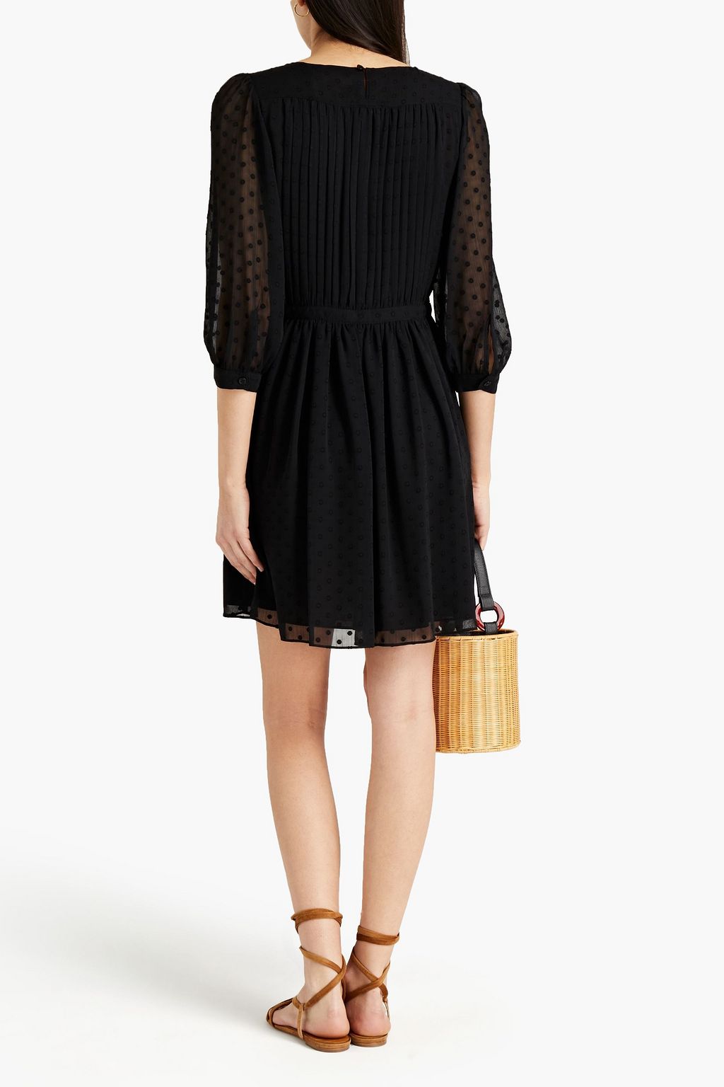 SEE BY CHLOÉ Pleated Swiss-dot and crepon mini dress