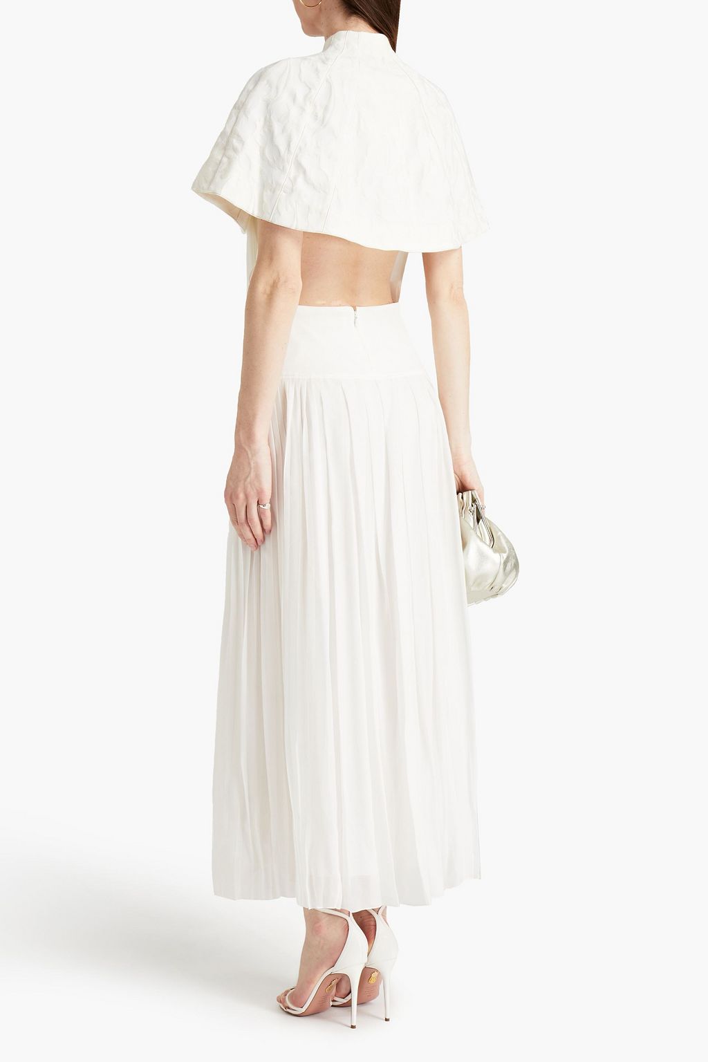 ALEXIS Fiah satin-trimmed floral-jacquard cape