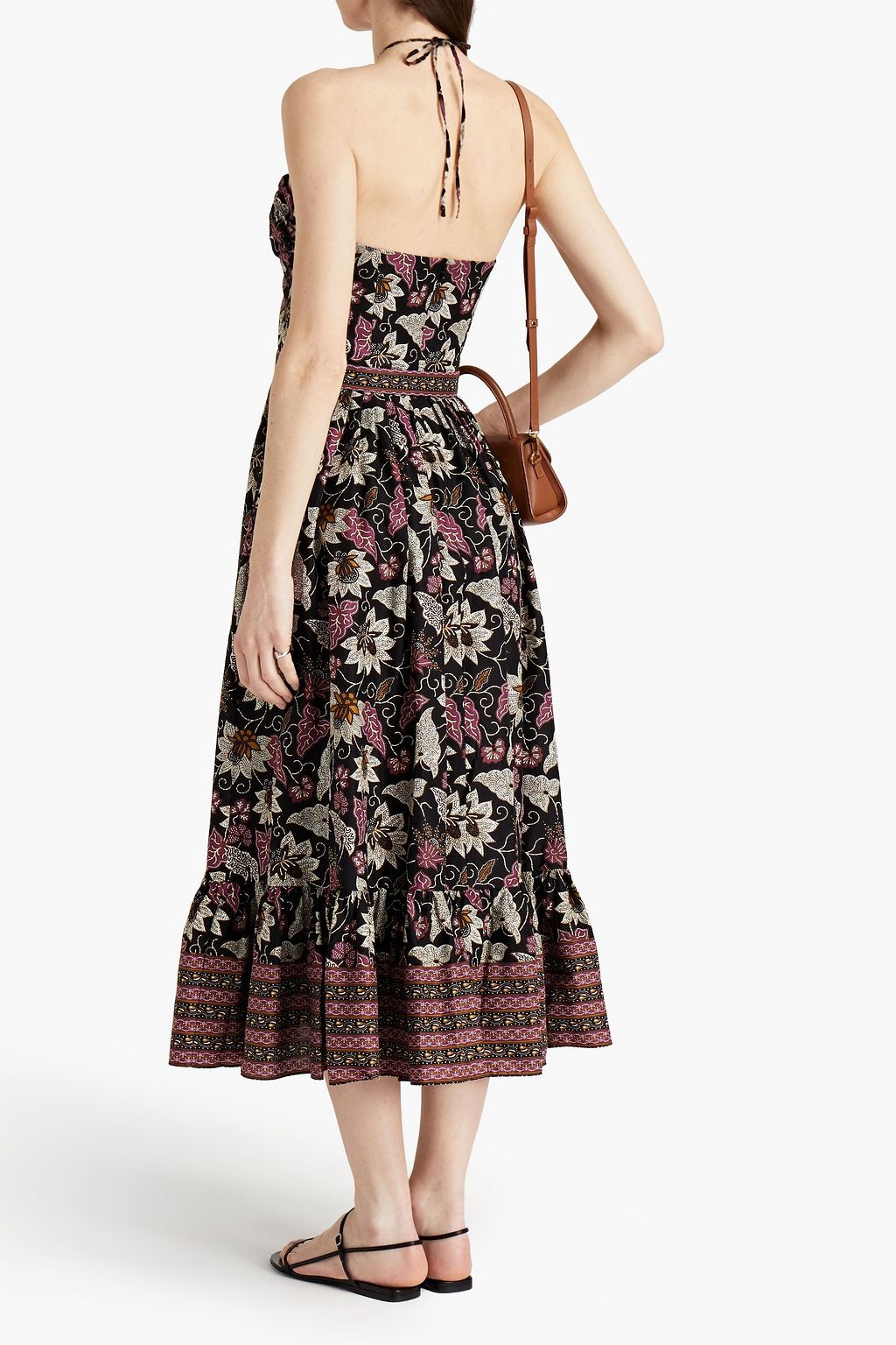 ALEXIS Aniessa gathered floral-print cotton-poplin midi skirt