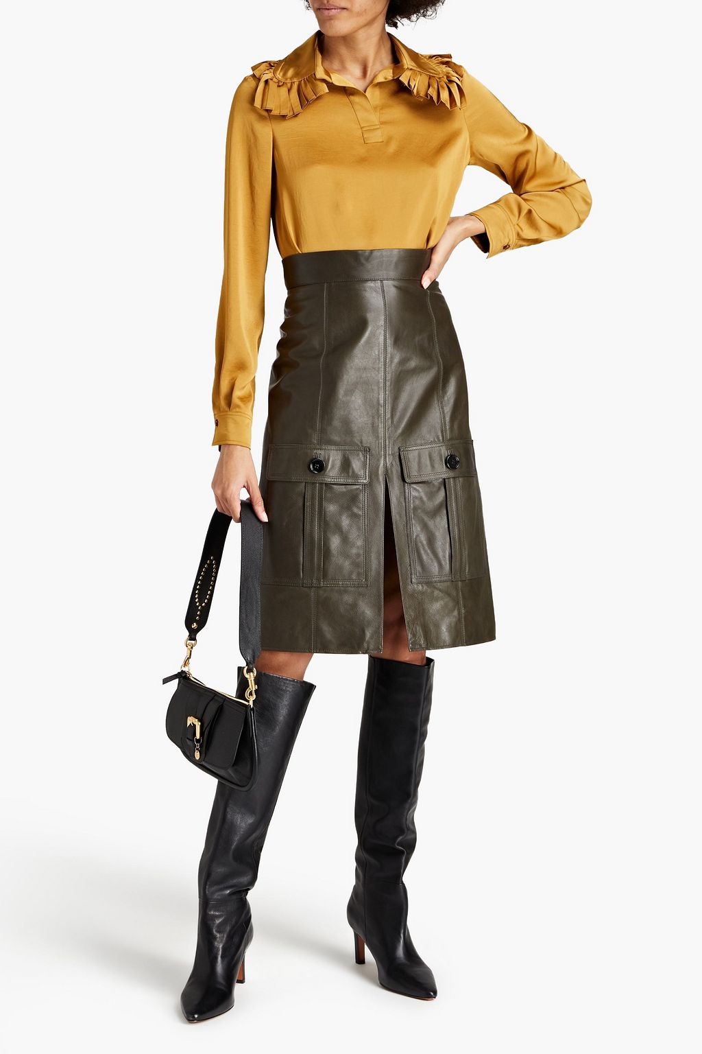 CHLOÉ Textured-leather skirt