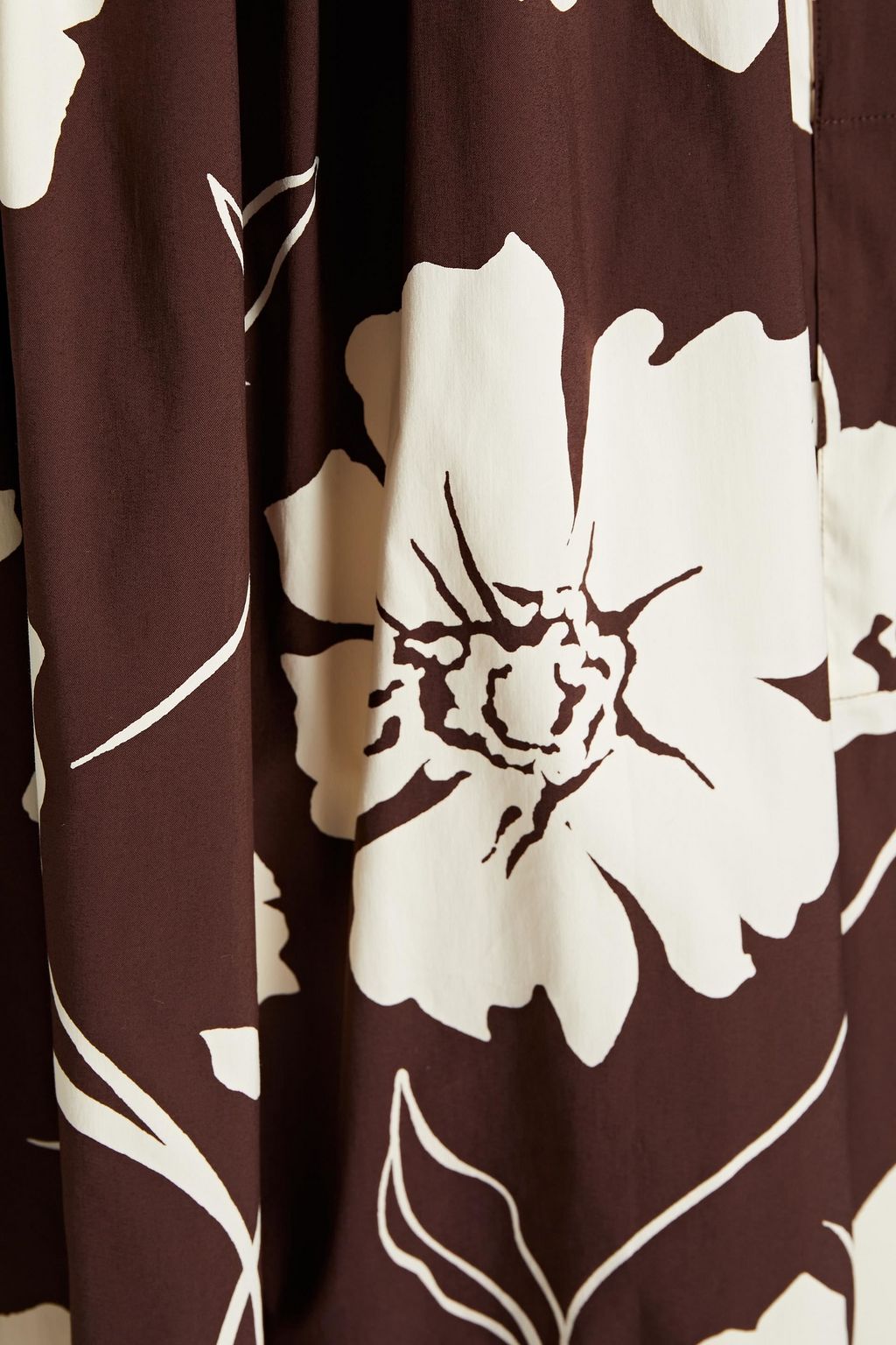 TORY BURCH Gathered printed cotton-poplin midi dress