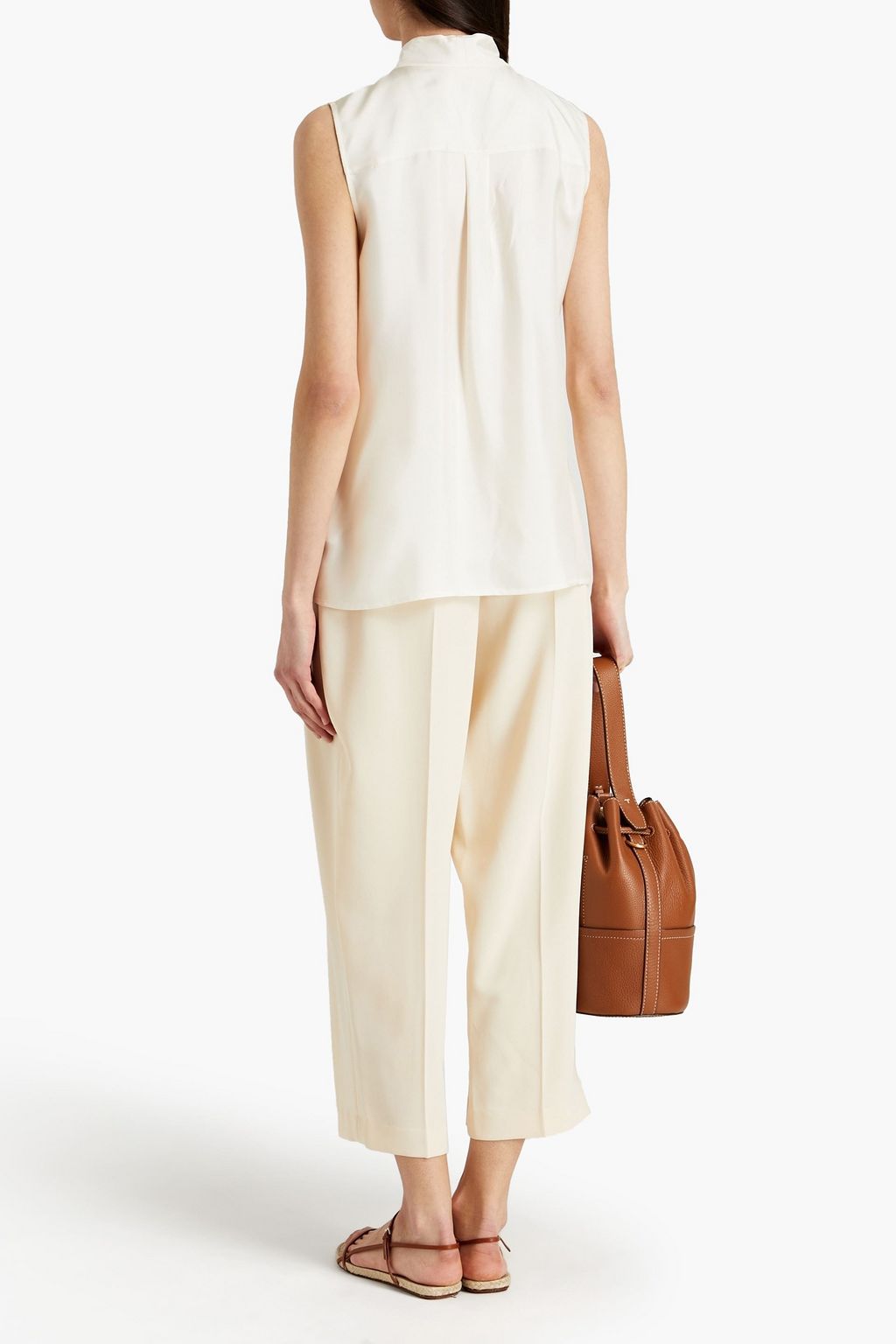 TORY BURCH Pussy-bow silk-twill top