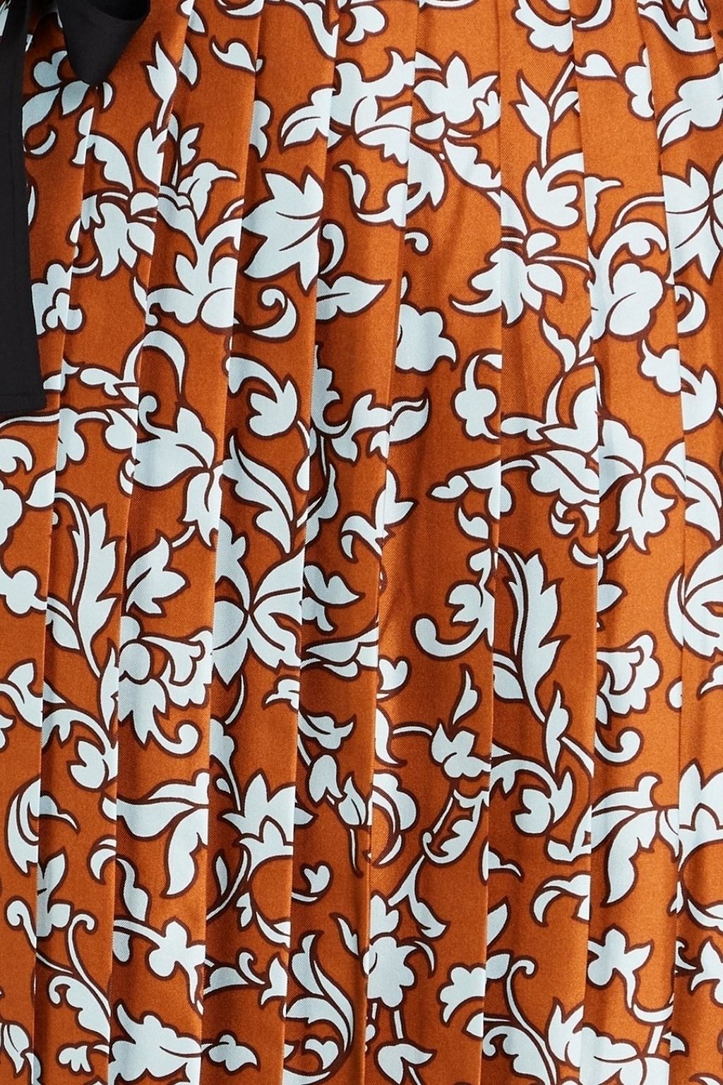 TORY BURCH Pleated floral-print silk-twill midi wrap skirt