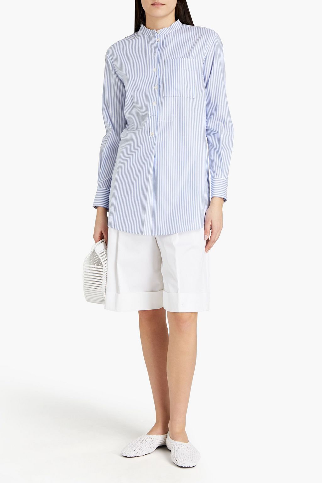 TORY BURCH Striped cotton-broadcloth shirt