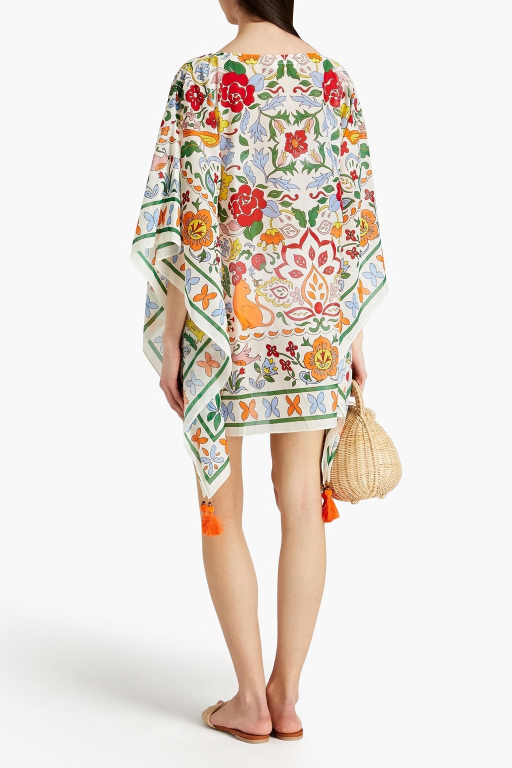 TORY BURCH Printed cotton and silk-blend voile tunic