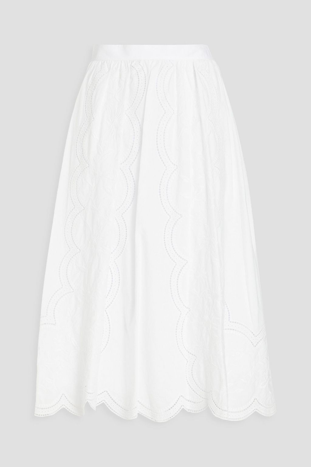 white broderie midi skirt