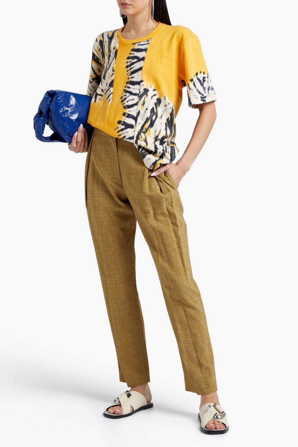 PROENZA SCHOULER Cutout tie-dyed cotton-blend jersey T-shirt