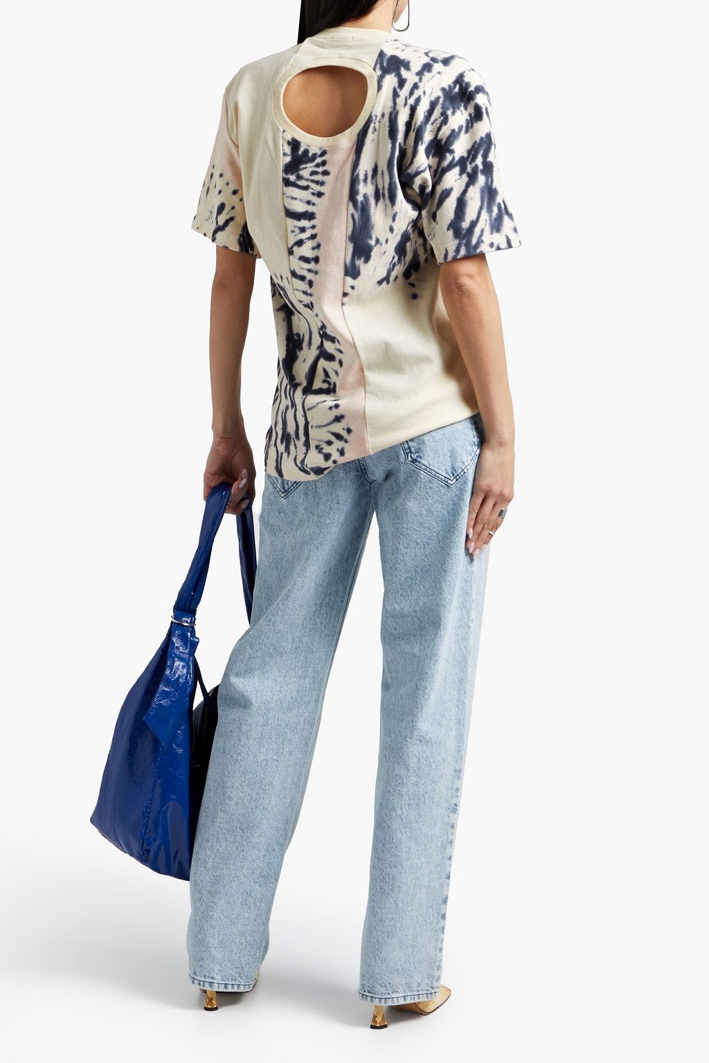 PROENZA SCHOULER Cutout tie-dyed cotton-blend jersey T-shirt