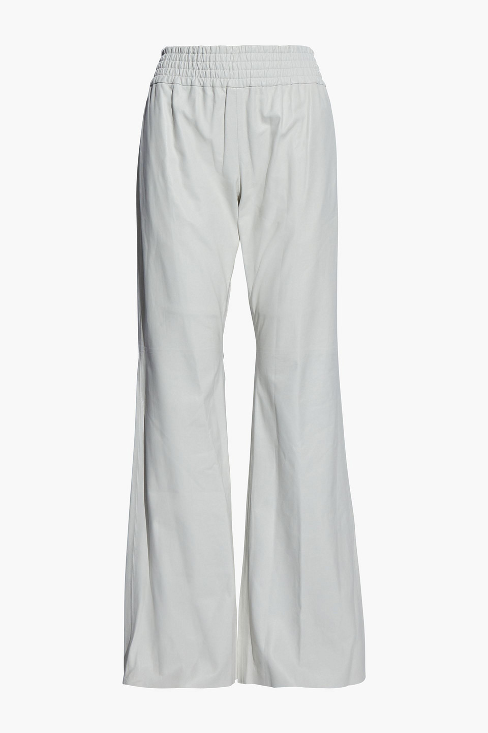 Gabriela Hearst Themis Gathered Leather Wide-leg Pants In Elfenbein