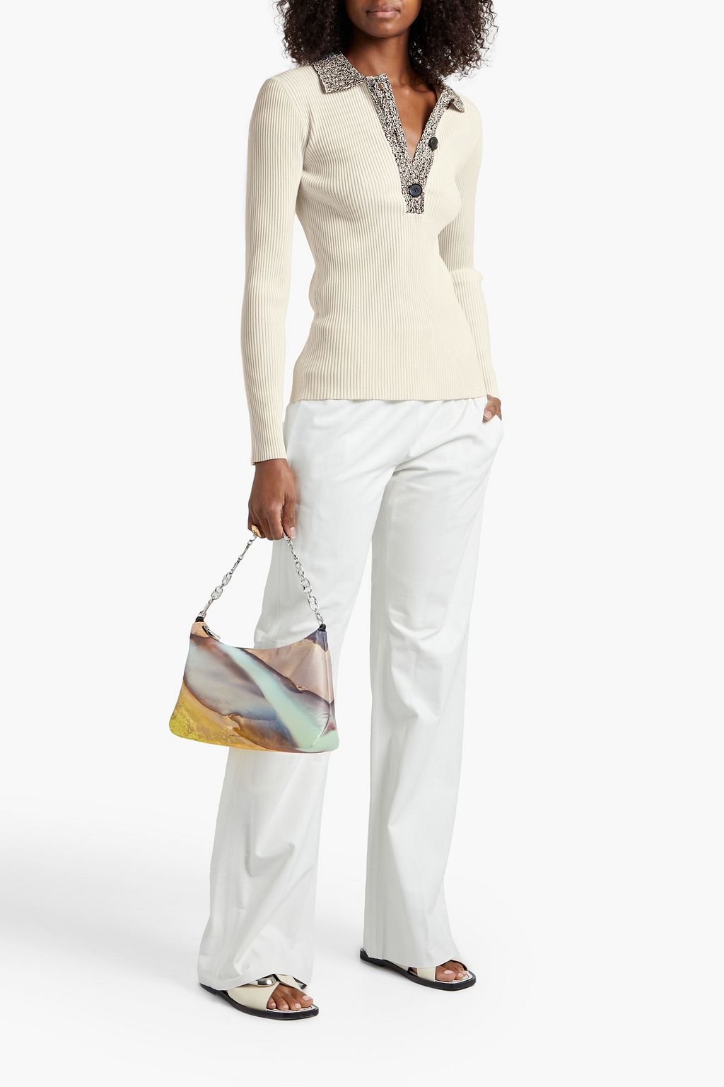 PROENZA SCHOULER Ribbed-knit polo sweater