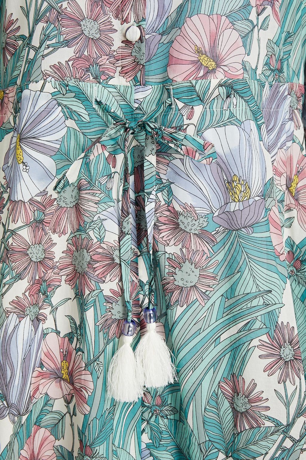 TORY BURCH Printed cotton-voile midi shirt dress