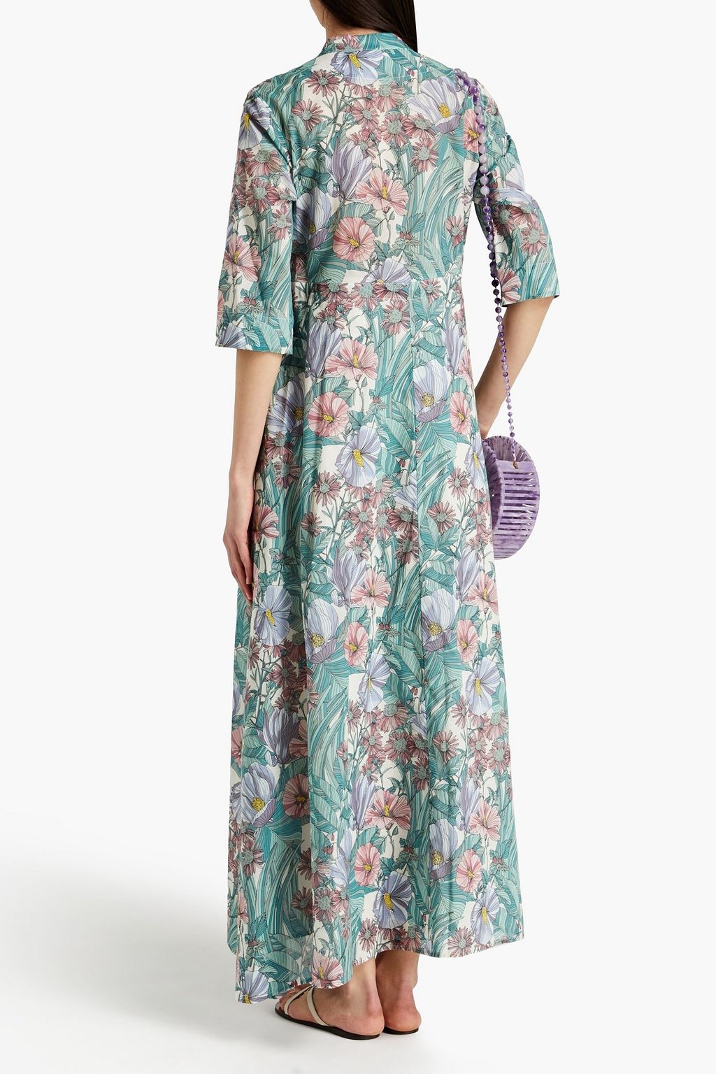 TORY BURCH Printed cotton-voile midi shirt dress