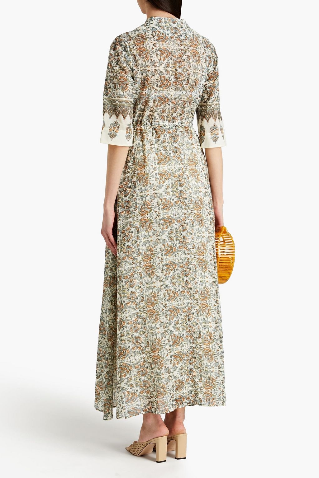 TORY BURCH Printed cotton-voile midi shirt dress