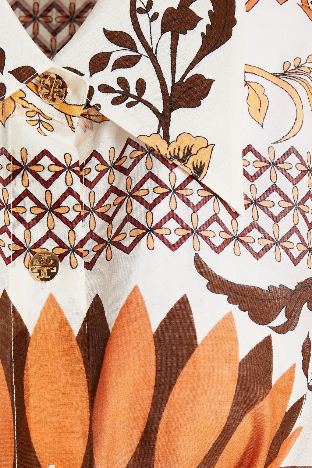 TORY BURCH Printed cotton and silk-blend voile maxi dress