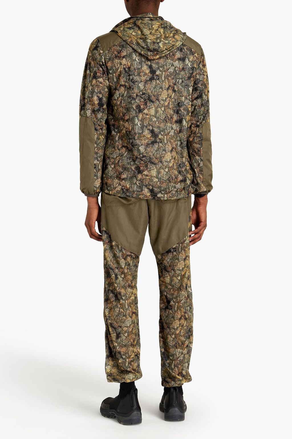SNOW PEAK Shell-paneled printed mesh hooded track jacket