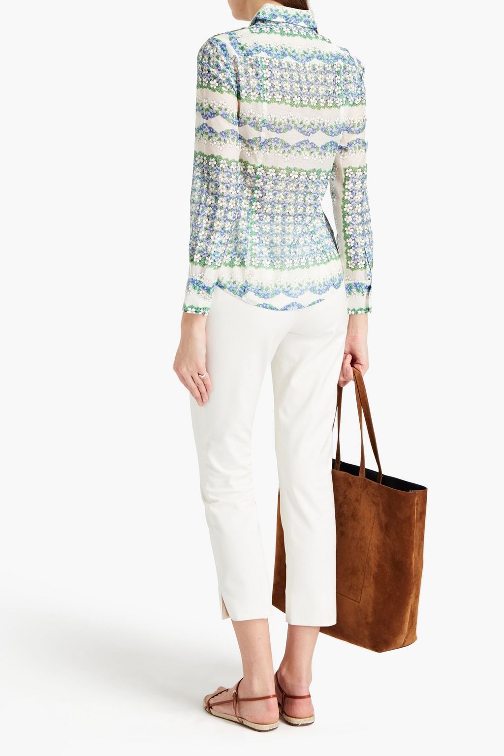 TORY BURCH Floral-print cotton and silk-blend shirt