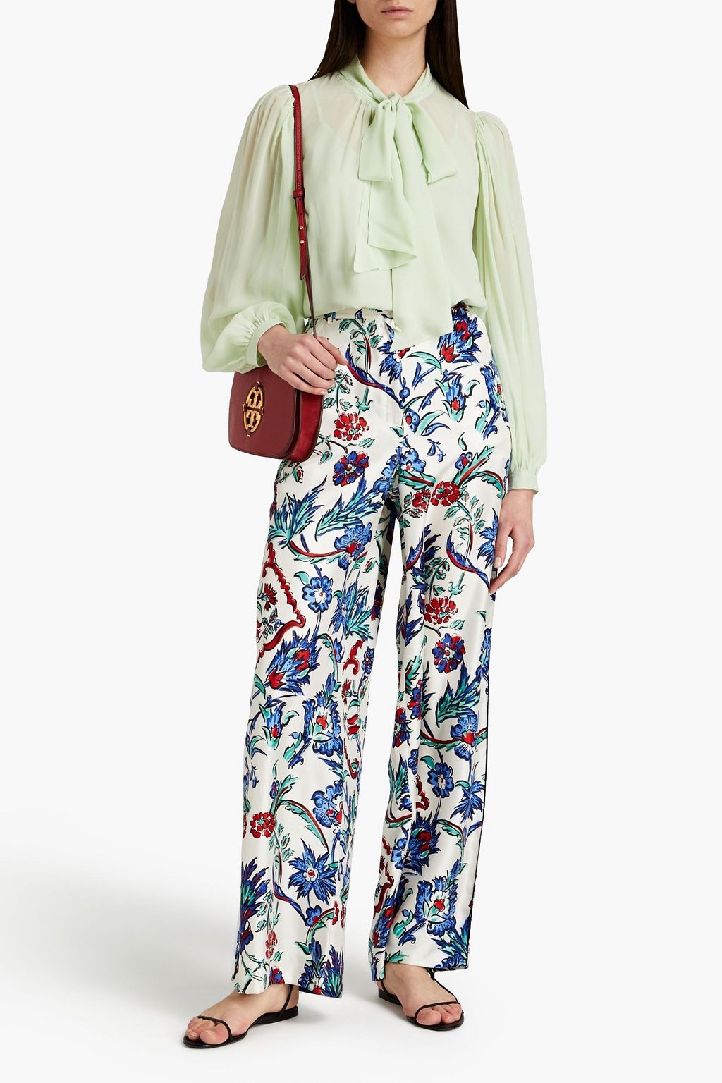TORY BURCH Pussy-bow silk-chiffon blouse