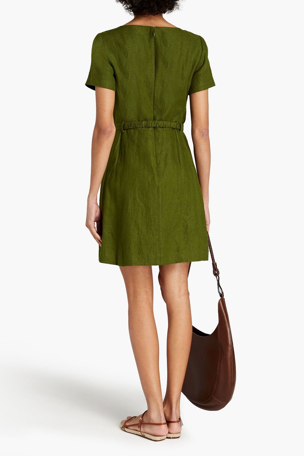 TORY BURCH Nadia belted linen-canvas mini dress