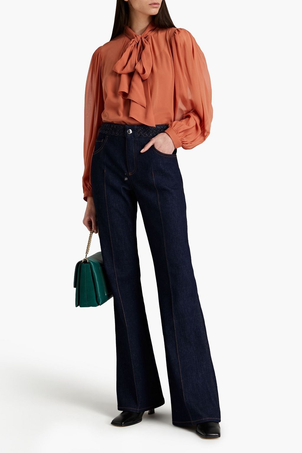 TORY BURCH Pussy-bow silk-chiffon blouse