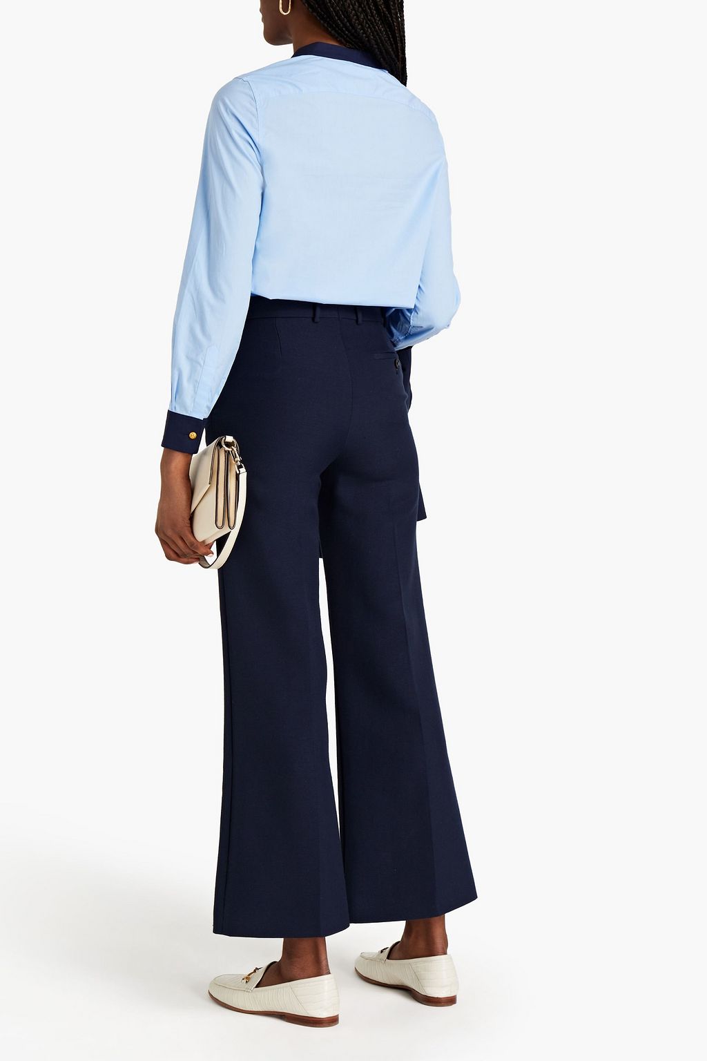 TORY BURCH Two-tone cotton-poplin top