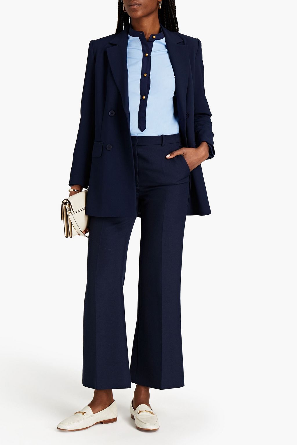 TORY BURCH Two-tone cotton-poplin top