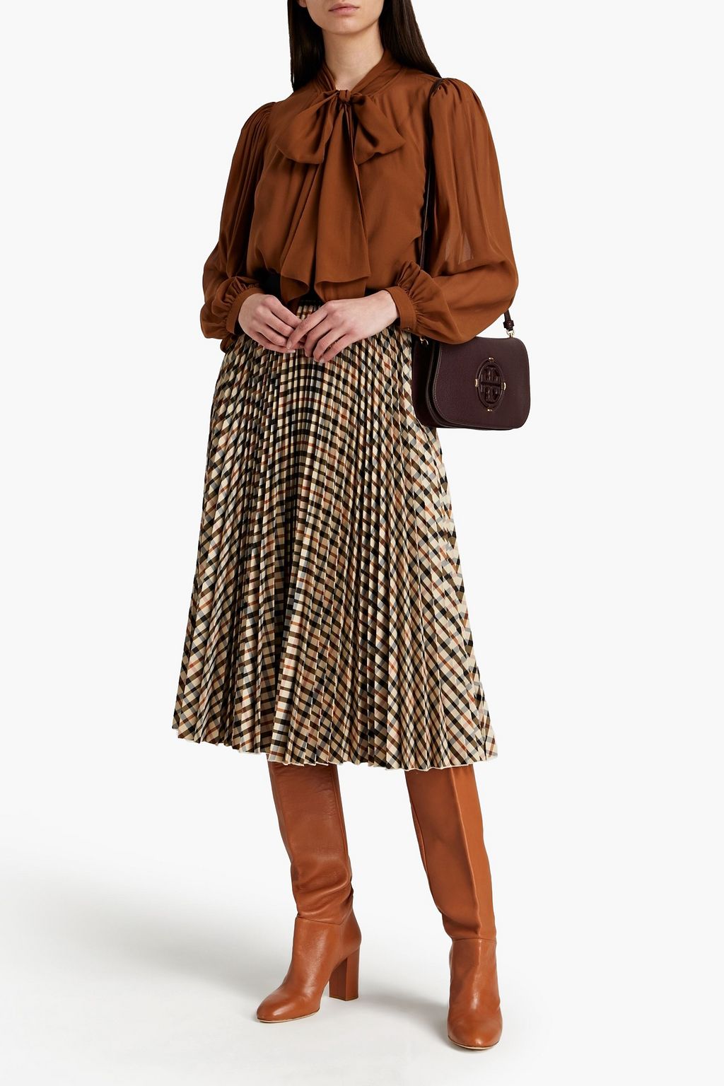 TORY BURCH Pussy-bow silk-chiffon blouse