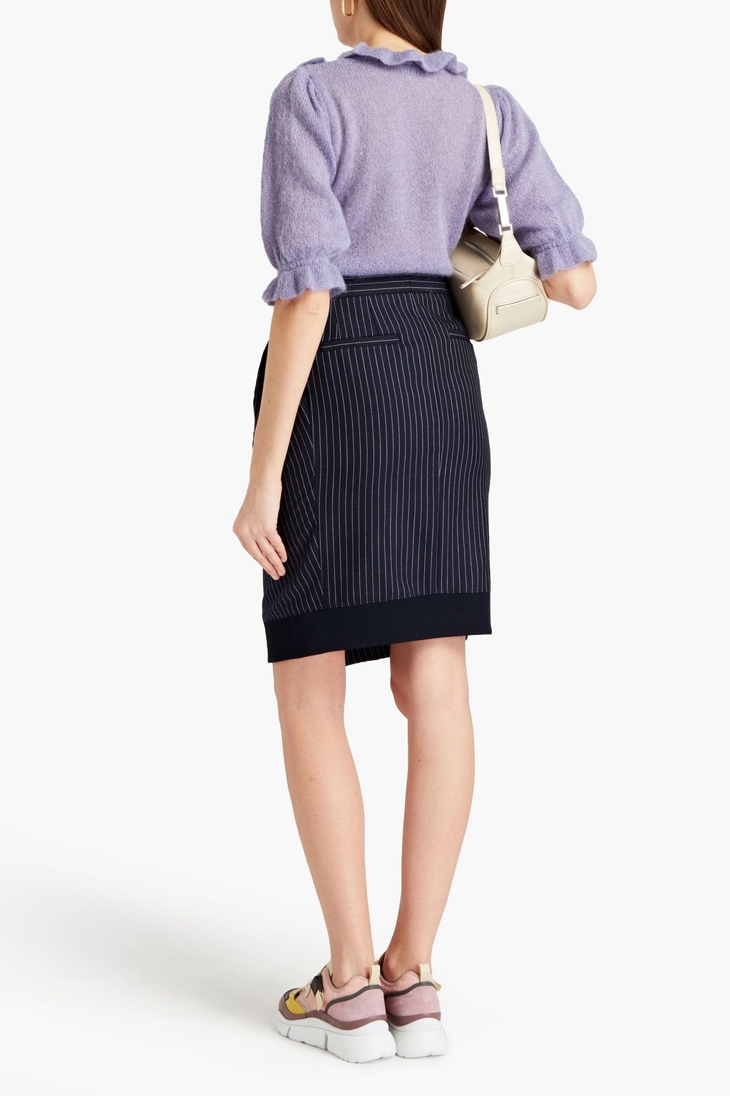 CHLOÉ Pleated pinstriped wool skirt