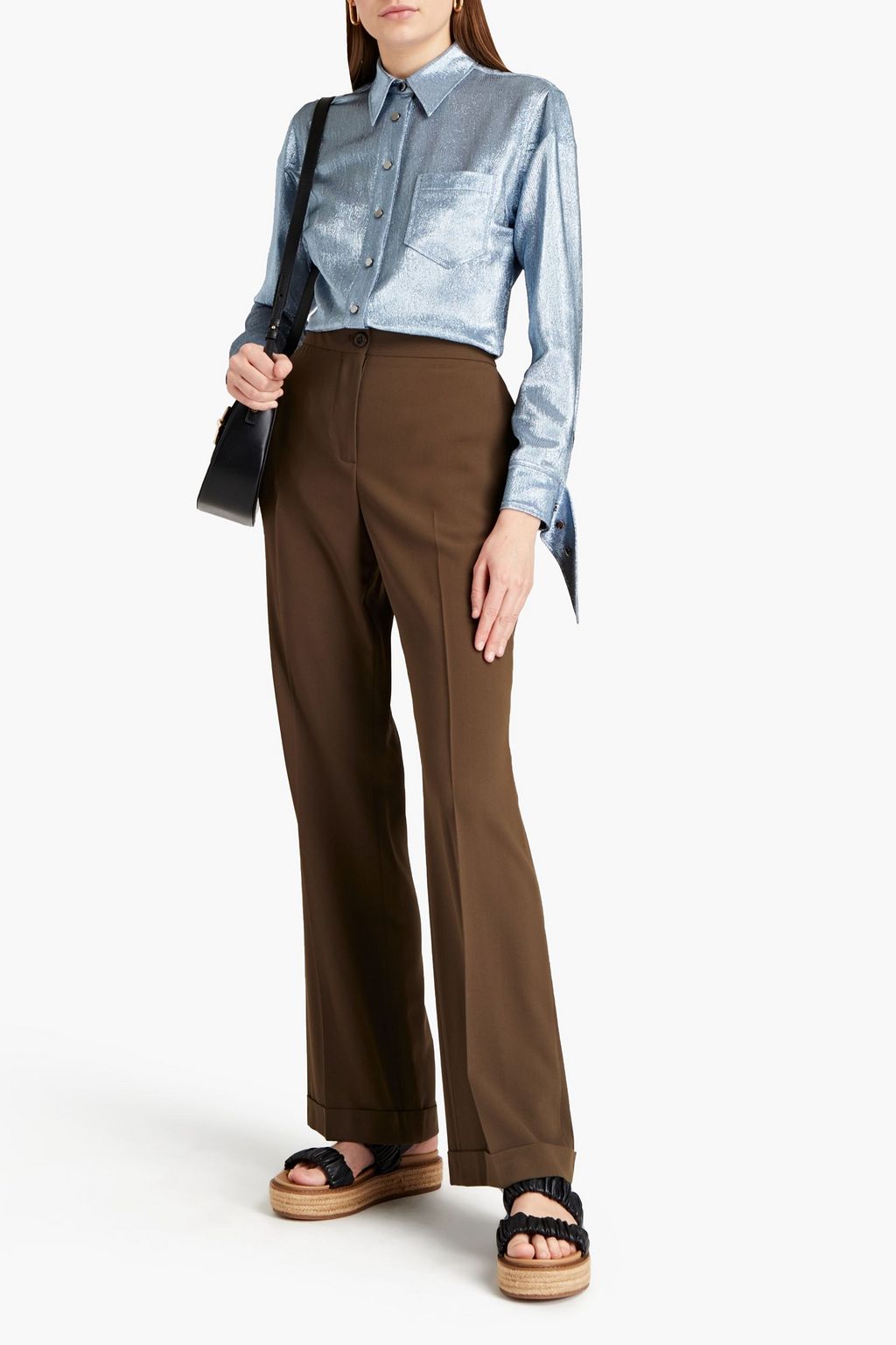 CHLOÉ Metallic silk-cloqué shirt
