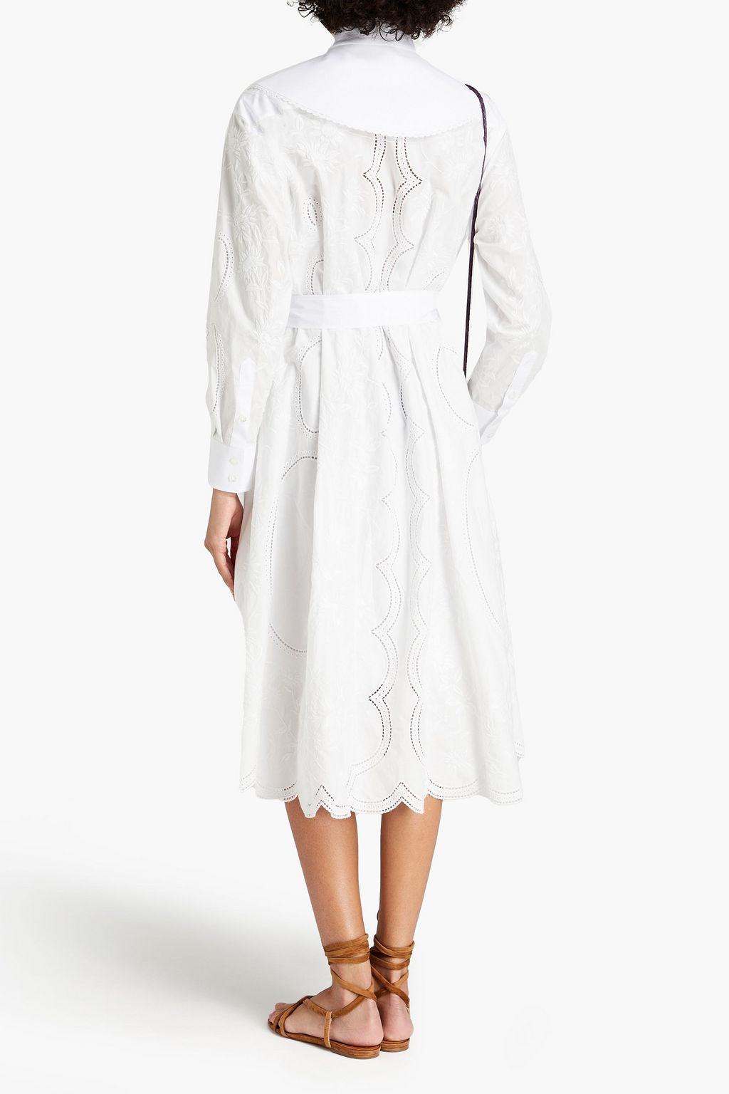 TORY BURCH Embroidered broderie anglaise cotton midi shirt dress