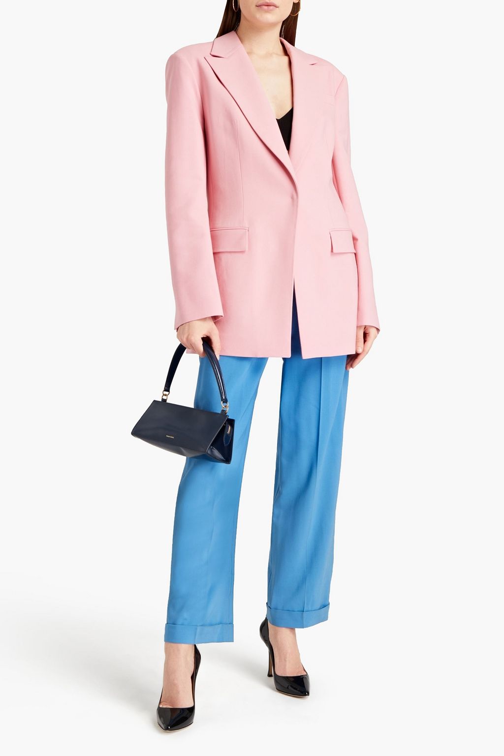 OSCAR DE LA RENTA Bow-embellished cutout wool-blend blazer