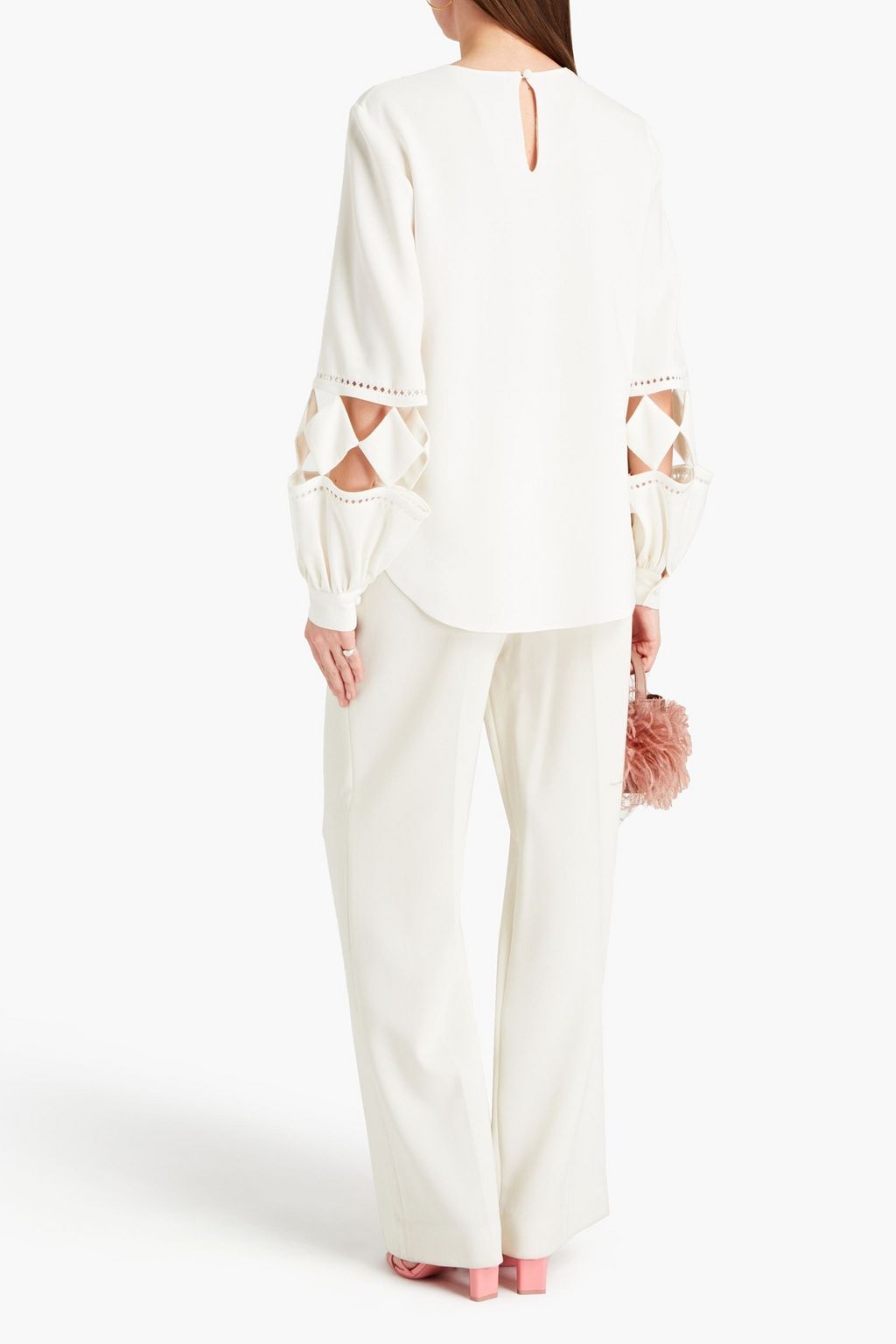 OSCAR DE LA RENTA Cutout silk-blend crepe top