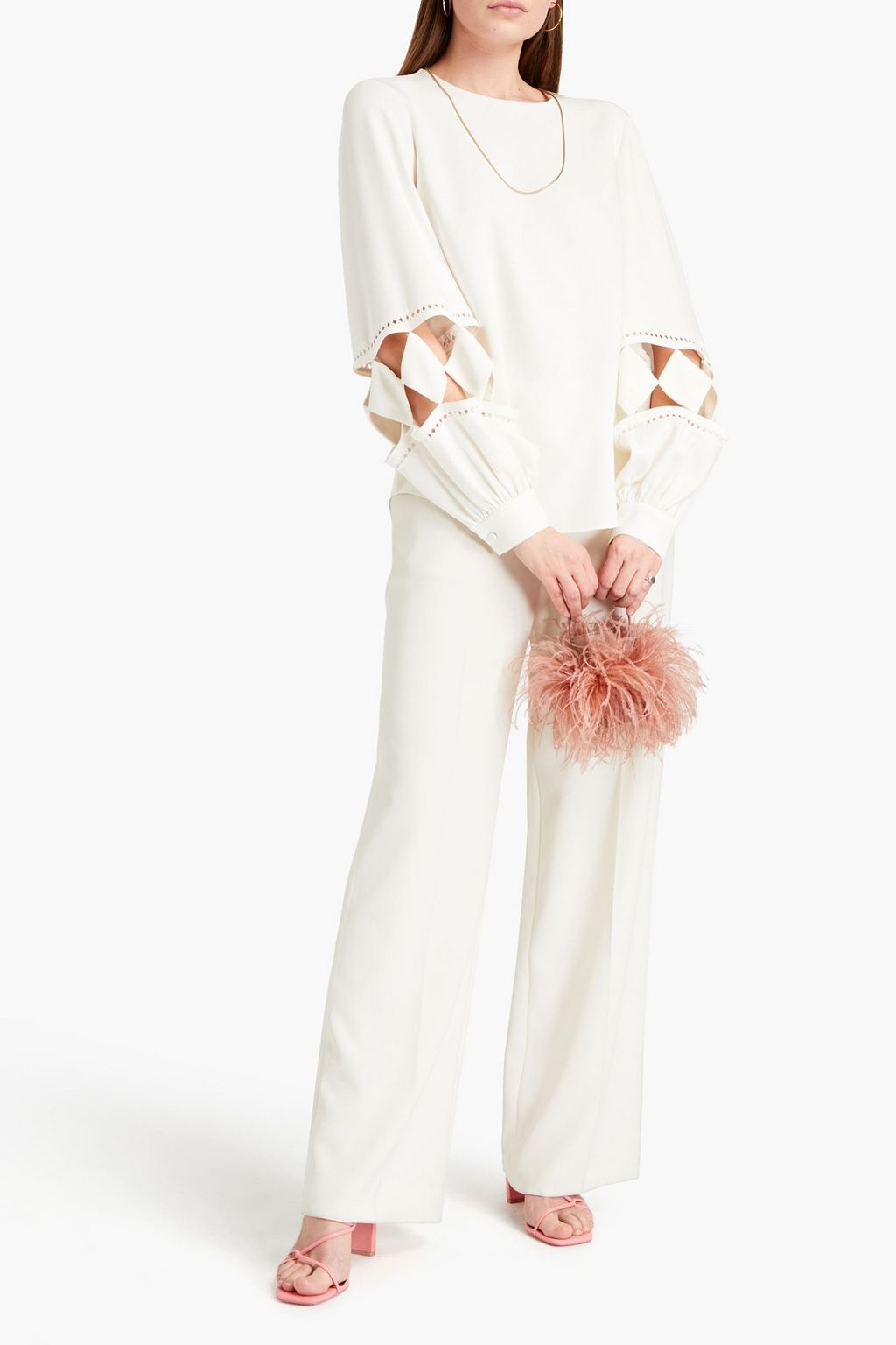 OSCAR DE LA RENTA Cutout silk-blend crepe top