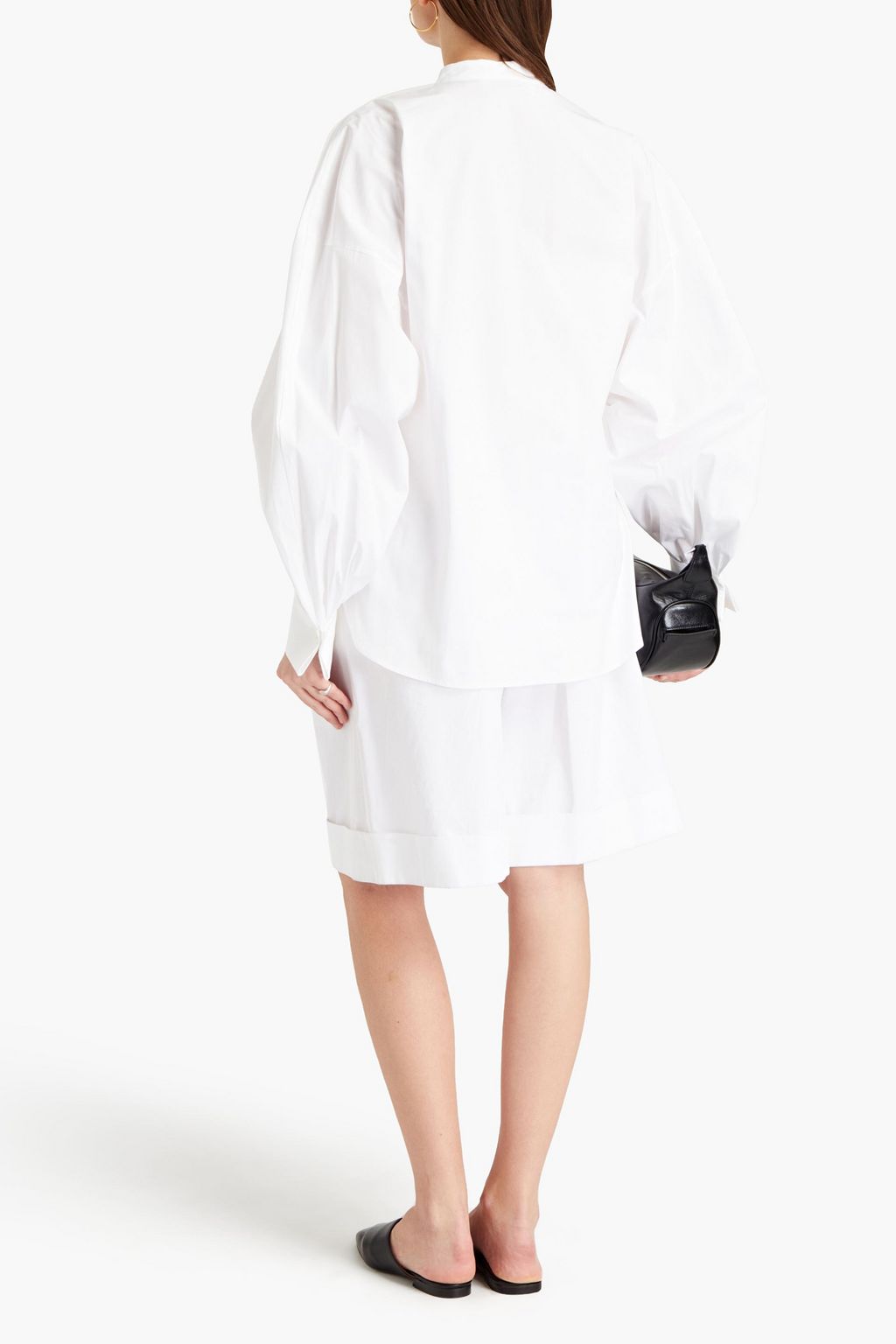 OSCAR DE LA RENTA Cutout cotton-blend poplin top