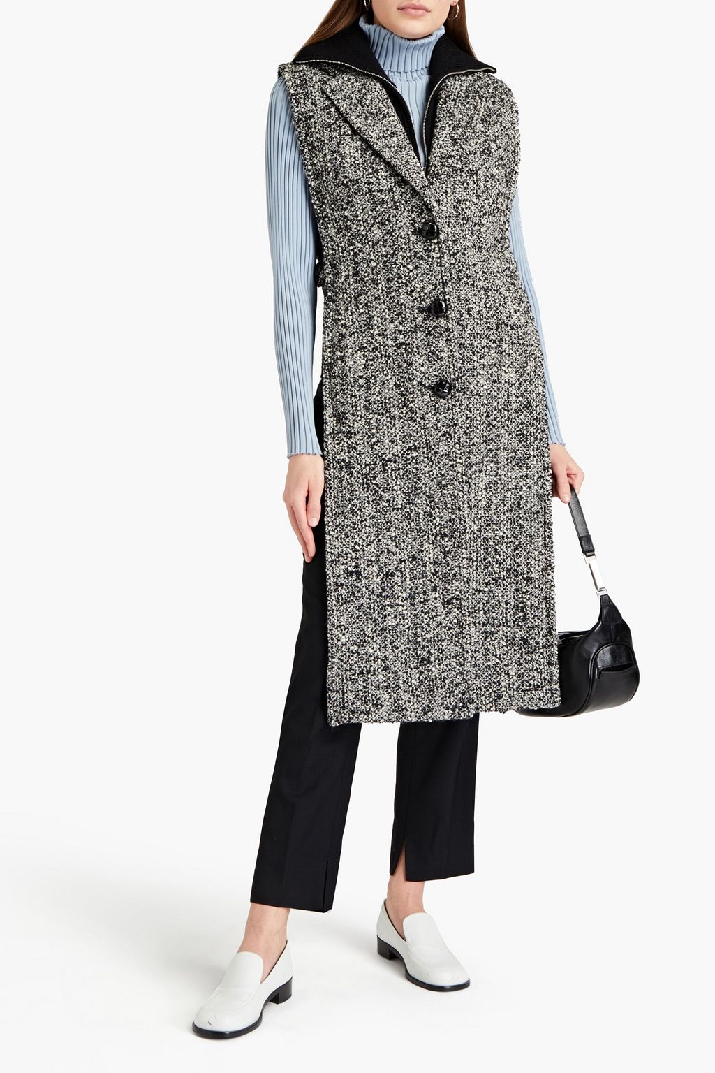 TORY BURCH Wool-blend bouclé-tweed vest